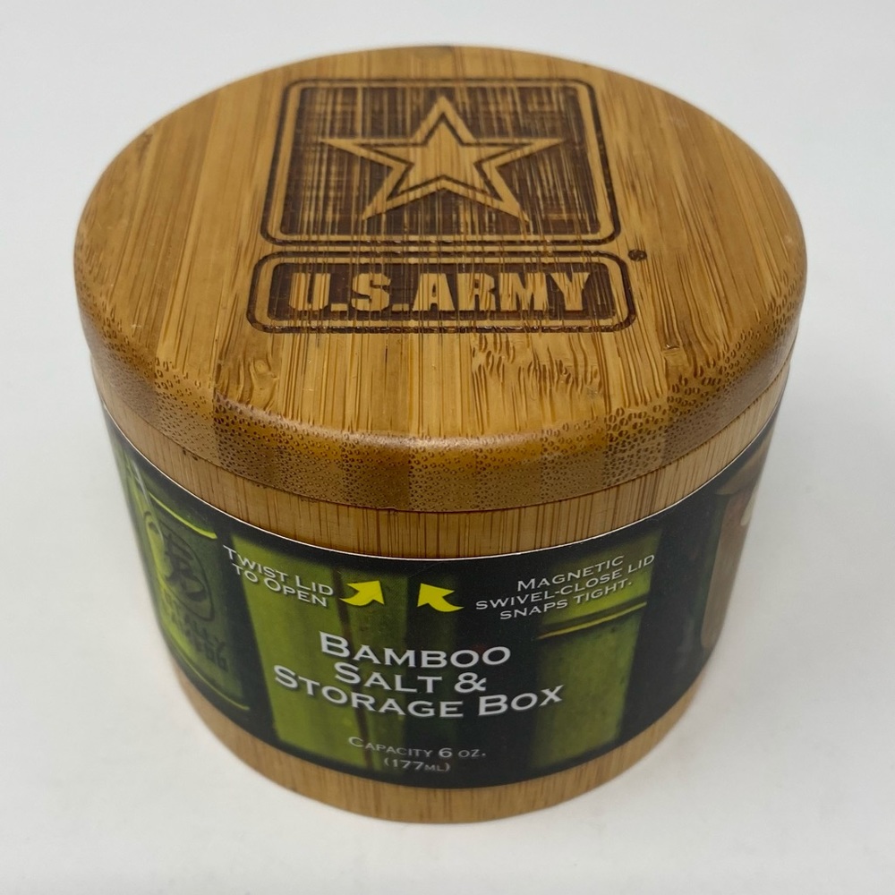 Totally Bamboo Salt Box U.S. Army Bamboo Container - Picture 3 of 6